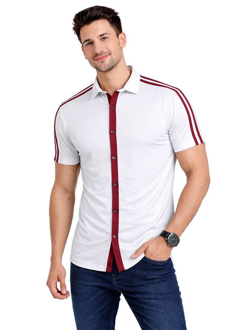 men tapered short sleeve regular fit casual shirt