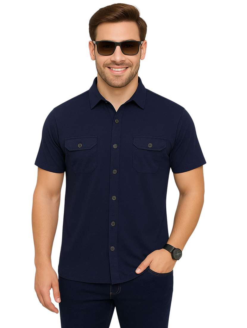 men solid short sleeve regular fit casual shirt