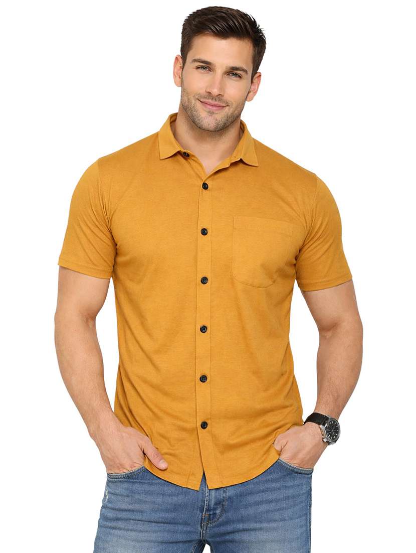 men solid short sleeve regular fit casual shirt