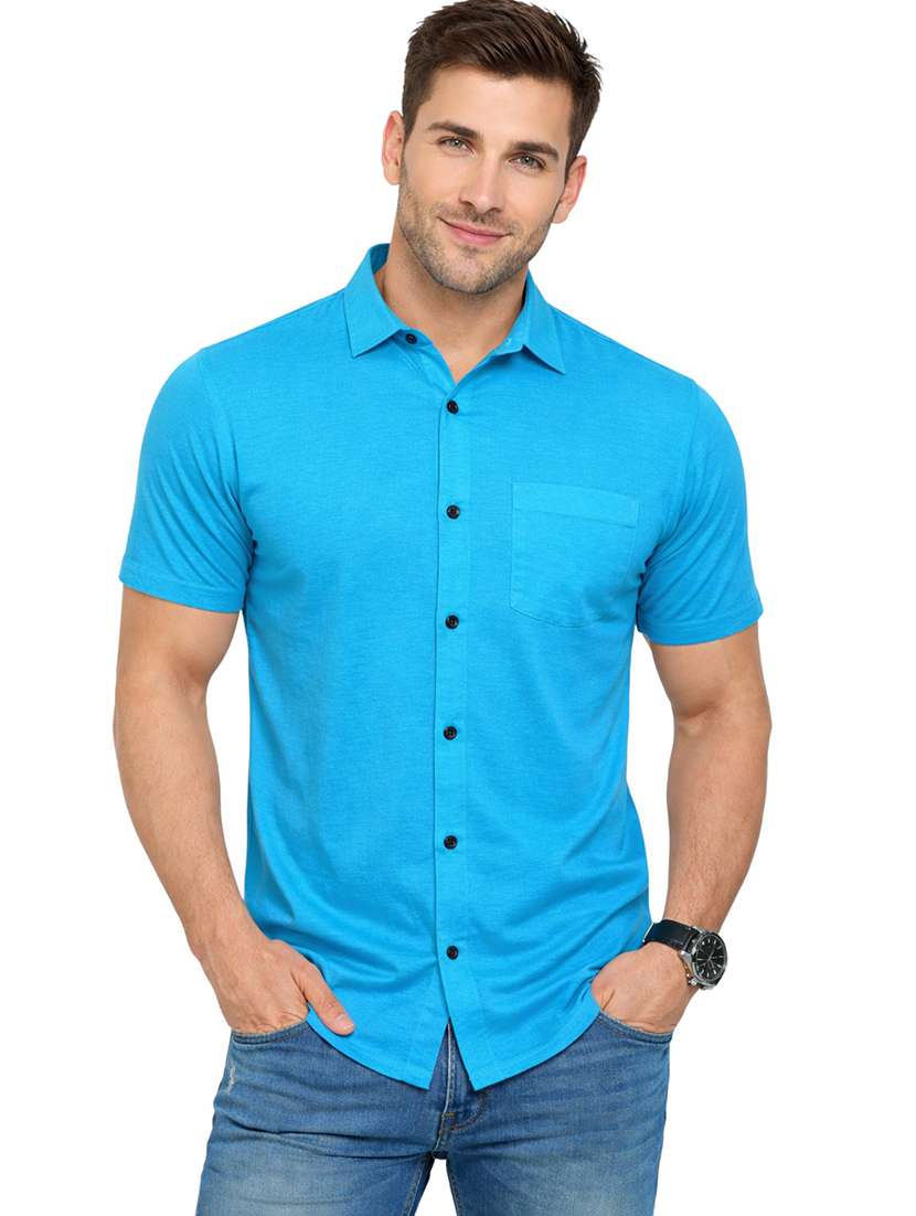 men solid short sleeve regular fit casual shirt