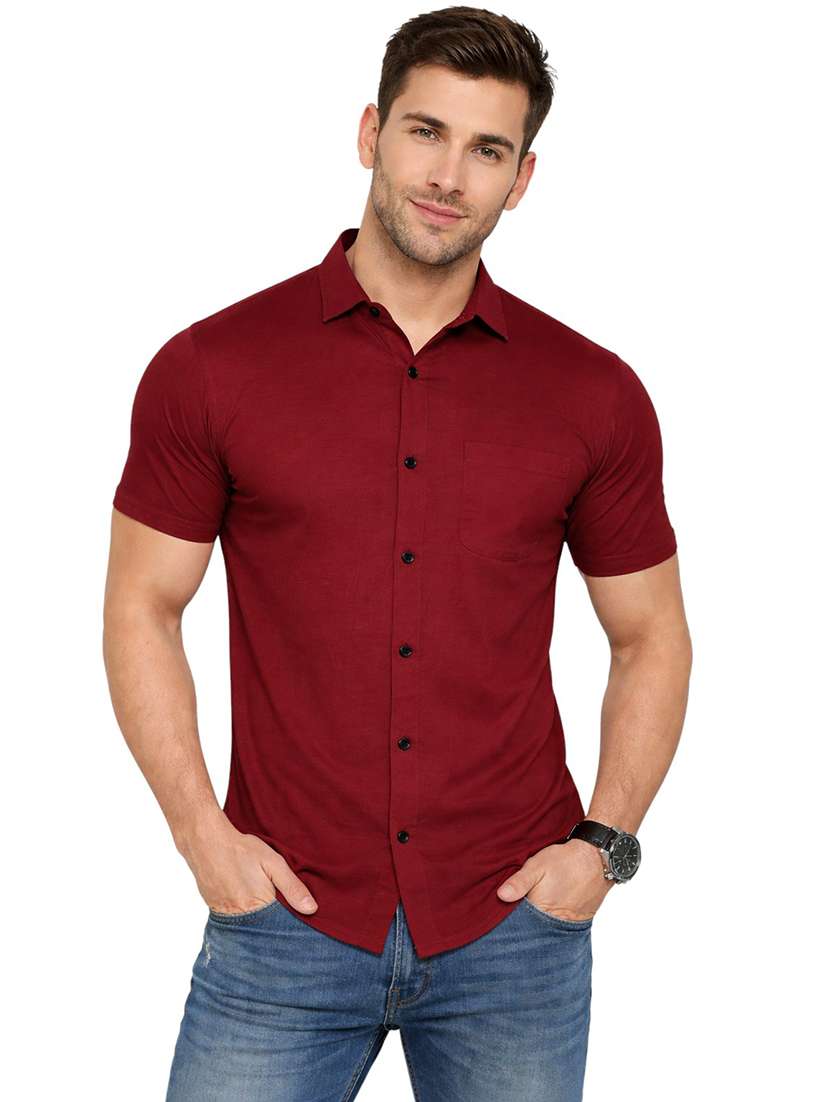 men solid short sleeve regular fit casual shirt
