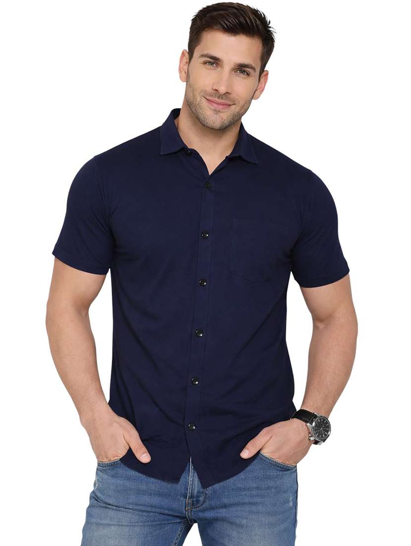 men solid short sleeve regular fit casual shirt