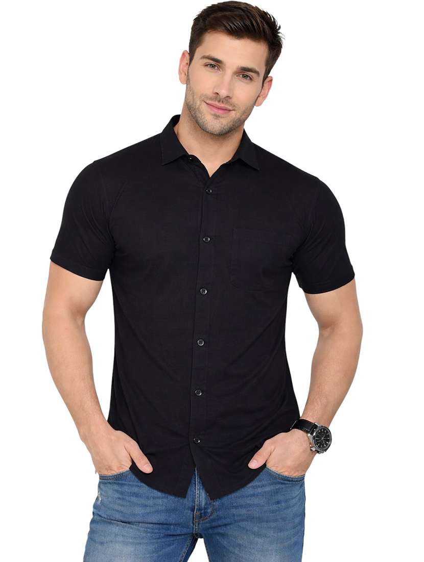 men solid short sleeve regular fit casual shirt