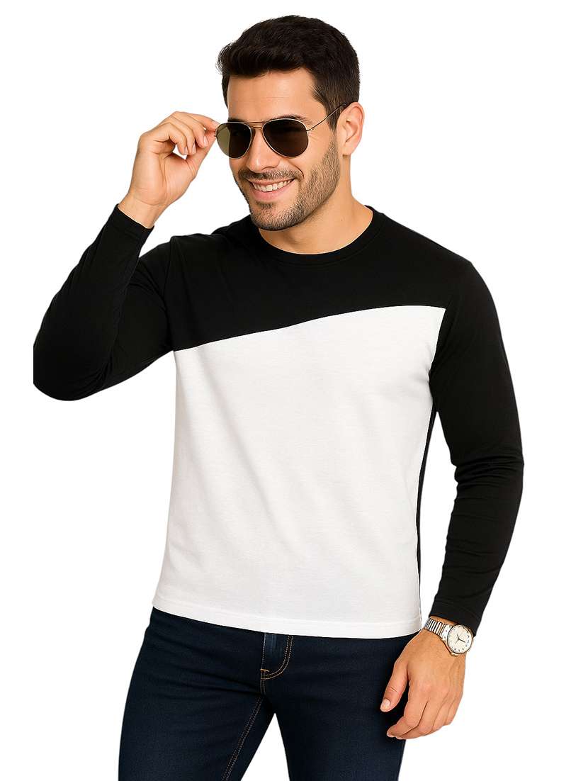 men color block long sleeve regular fit t-shirt