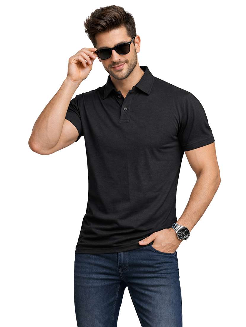 men solid short sleeve regular fit polo t-shirt