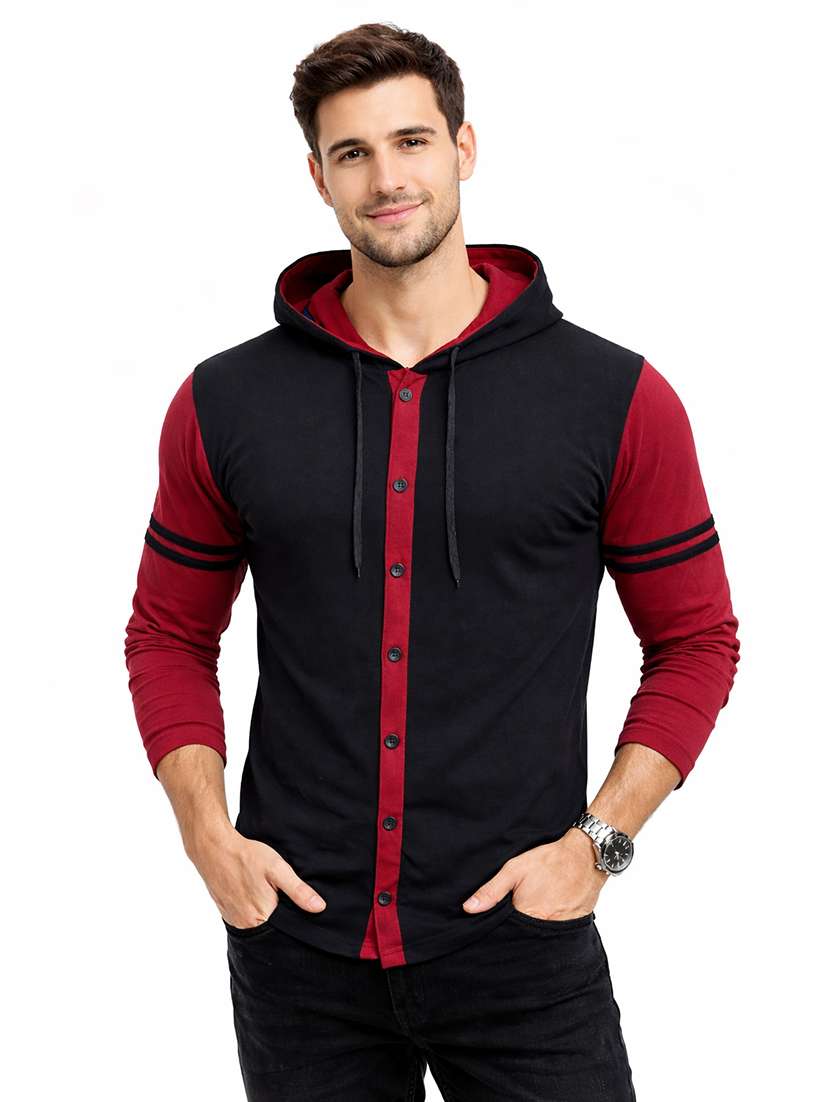 men color block long sleeve regular fit polo t-shirt