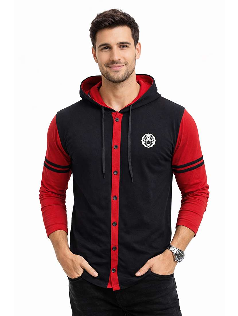men color block long sleeve regular fit polo t-shirt