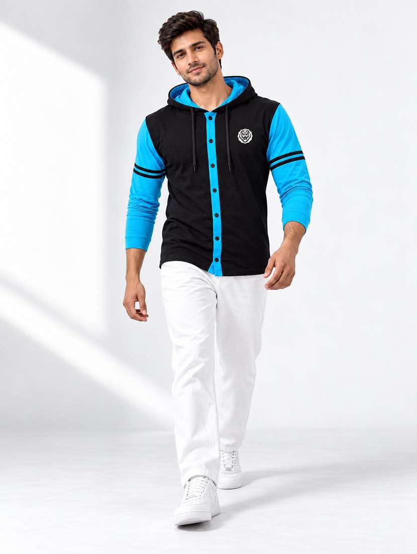 Men Color Block Long Sleeve Regular Fit T-shirt - 22563779 -  Standard Image - 3
