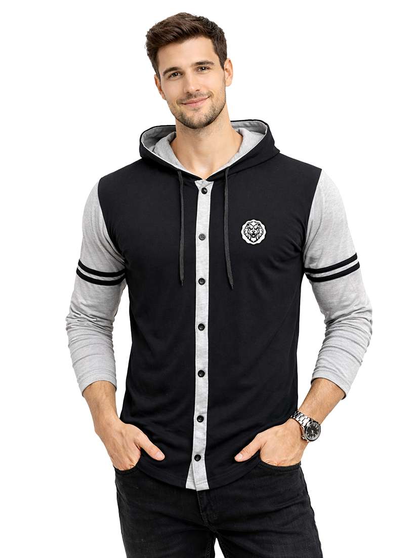 men color block long sleeve regular fit polo t-shirt