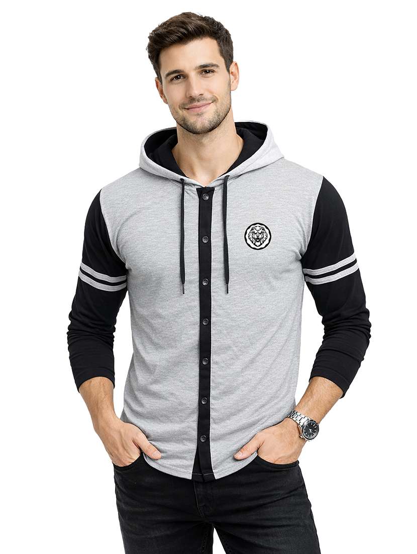men color block long sleeve regular fit polo t-shirt