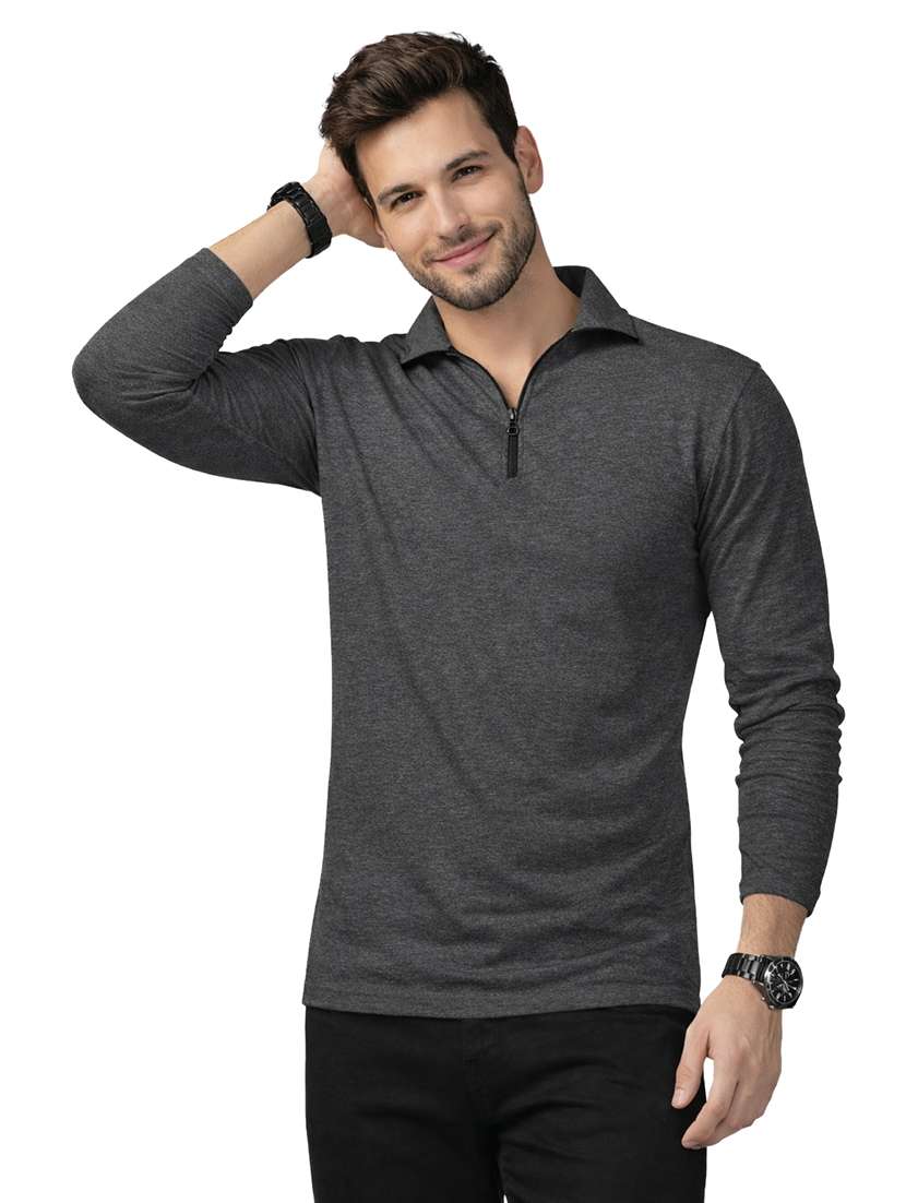 men solid long sleeve regular fit polo t-shirt