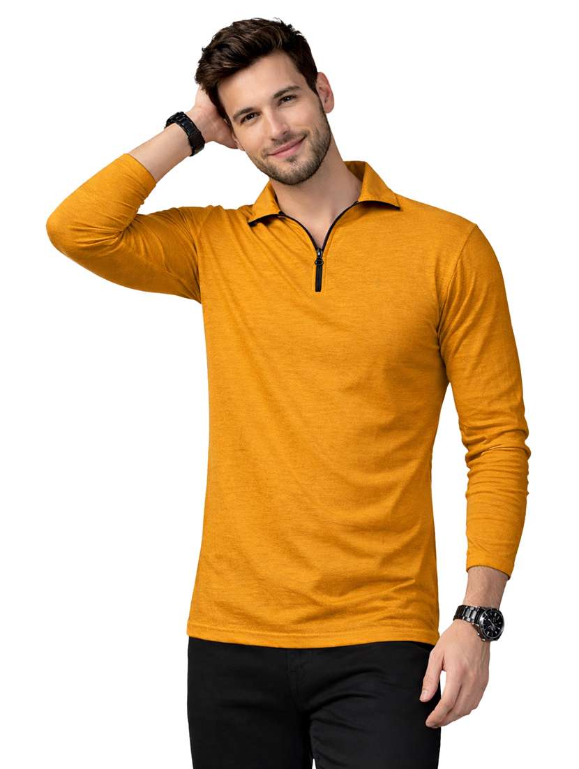 men solid long sleeve regular fit polo t-shirt