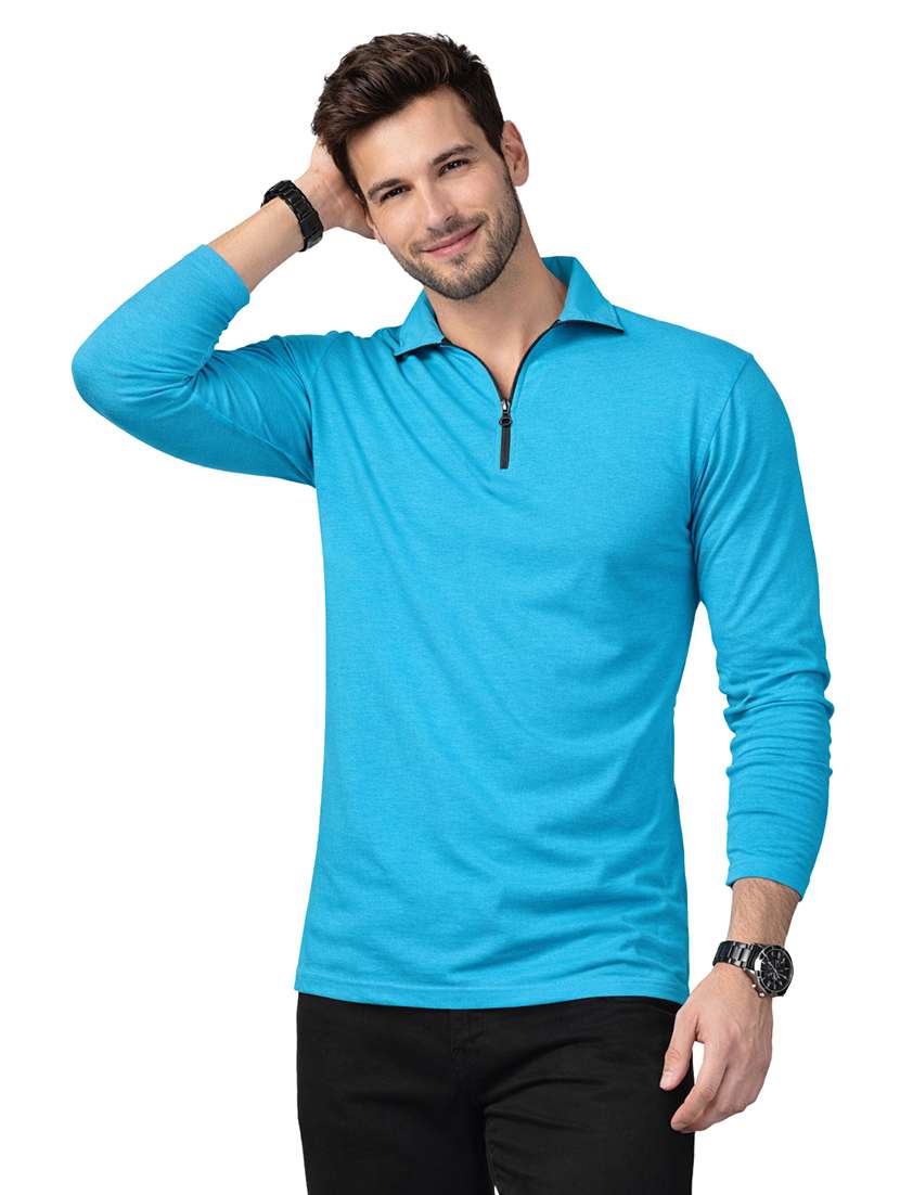men solid long sleeve regular fit polo t-shirt