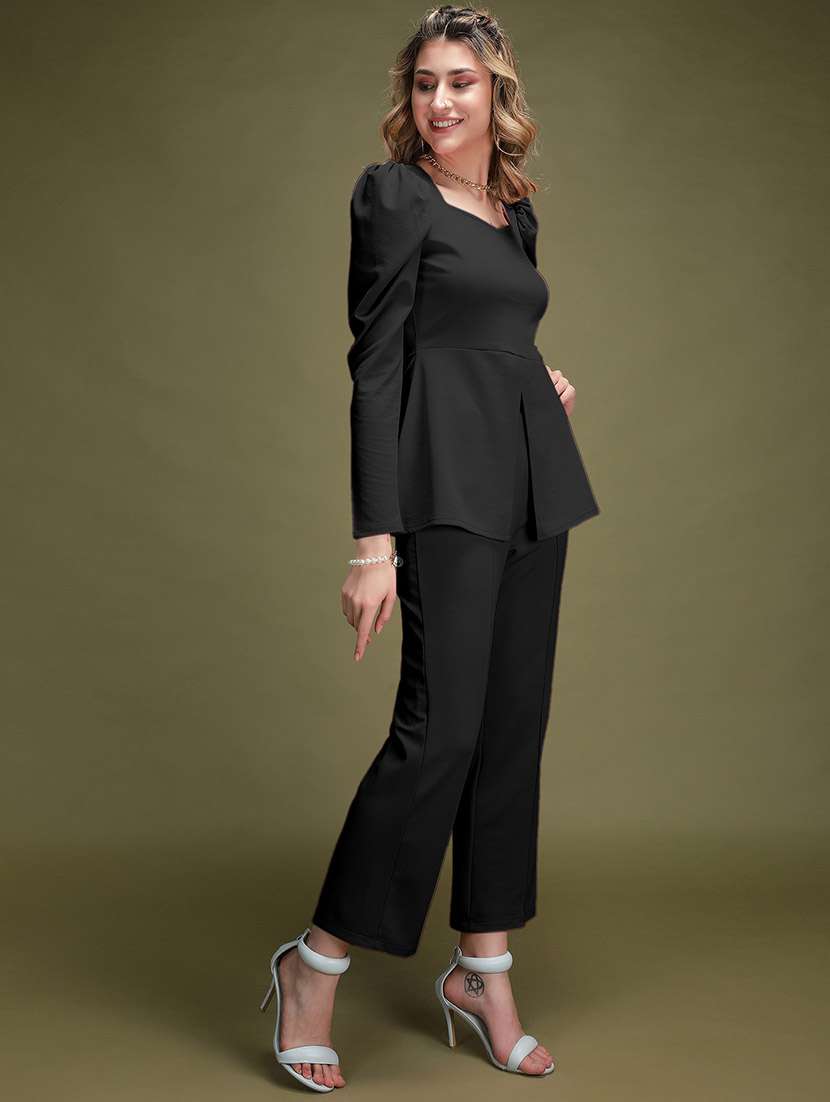 black lycra top and trouser set coord - 22563817 -  Standard Image - 3