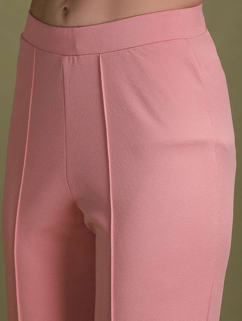peach lycra top and trouser set coord - 22563818 -  Standard Image - 5