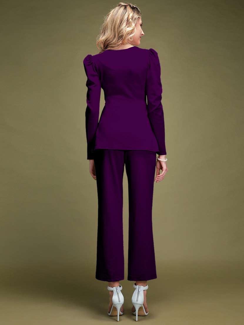 purple lycra top and trouser set coord - 22563820 -  Standard Image - 3