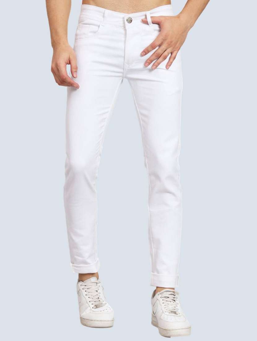 men solid mid rise slim fit jeans
