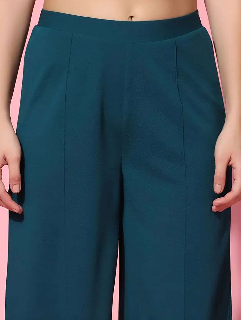 teal solid top and trouser set - 22564769 -  Standard Image - 5