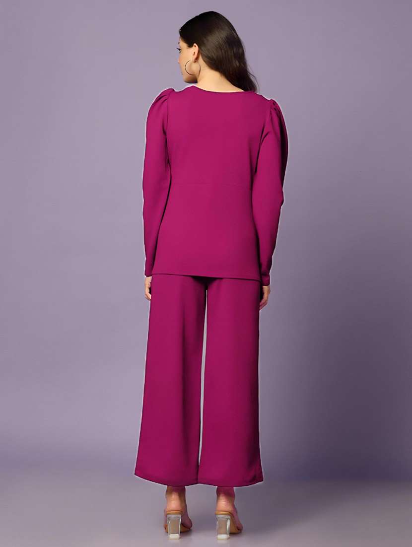 pink polyester top and trouser set coord - 22564771 -  Standard Image - 3
