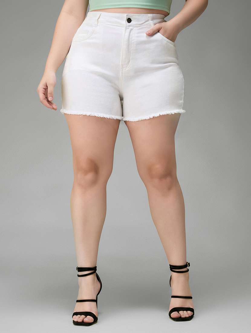 white denim  shorts