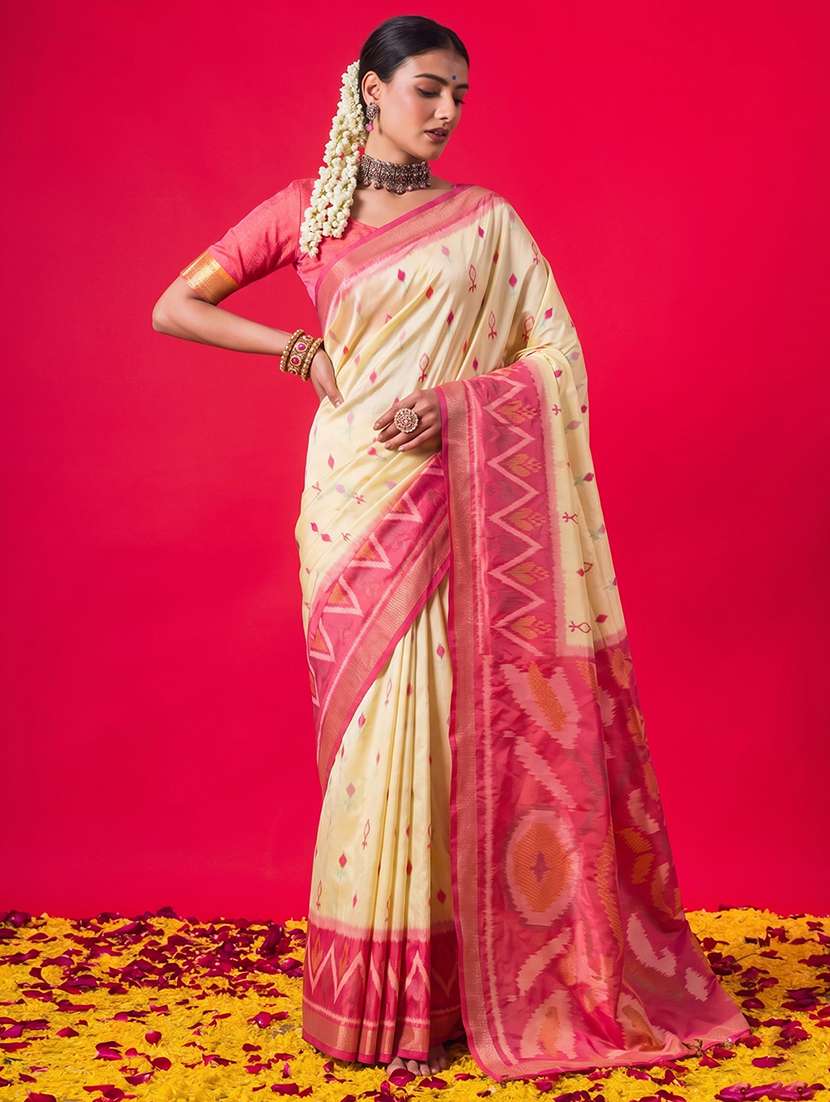 women self design pochampalli saree with blouse