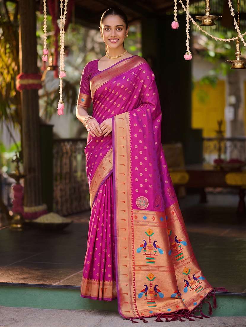 women self design paithani saree with blouse