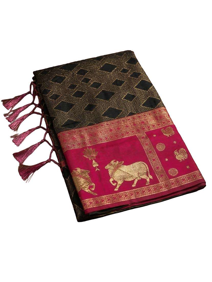 women self design kanjivaram saree with blouse - 22565005 -  Standard Image - 3