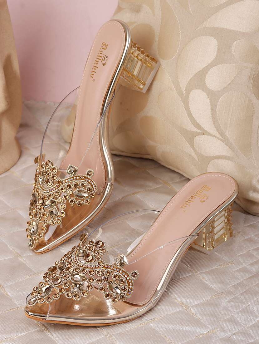 women embellished slip on sandal