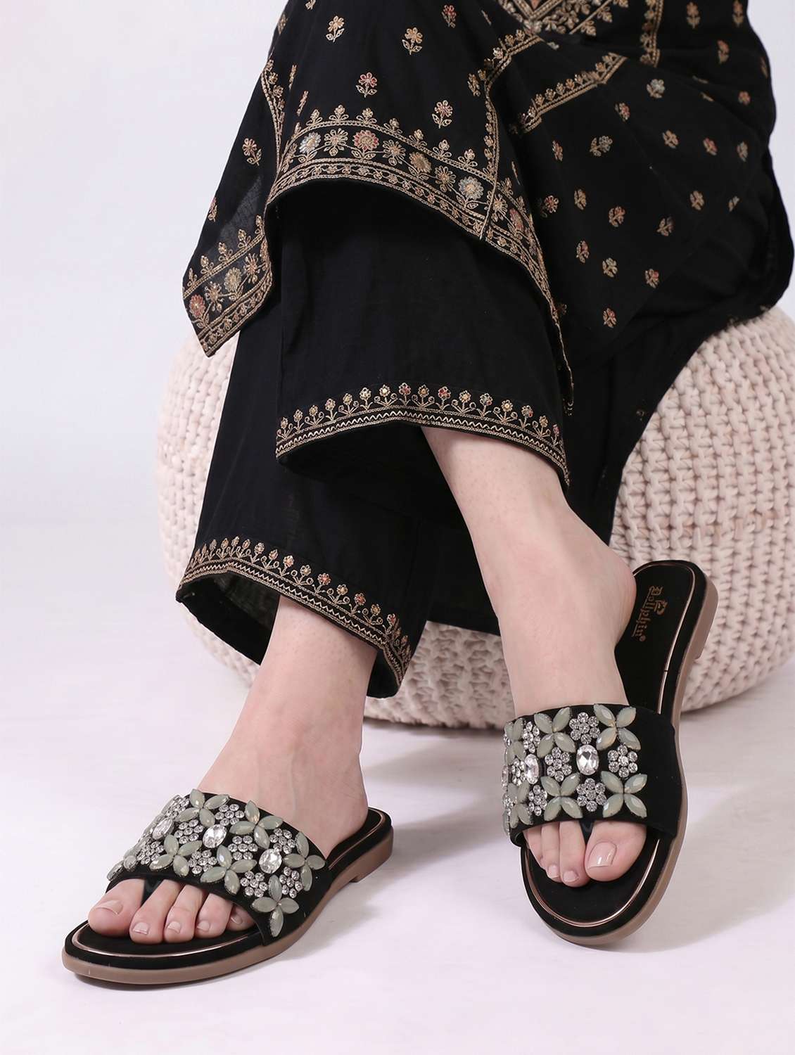 women embellished toe separator flats - 22565147 -  Standard Image - 5
