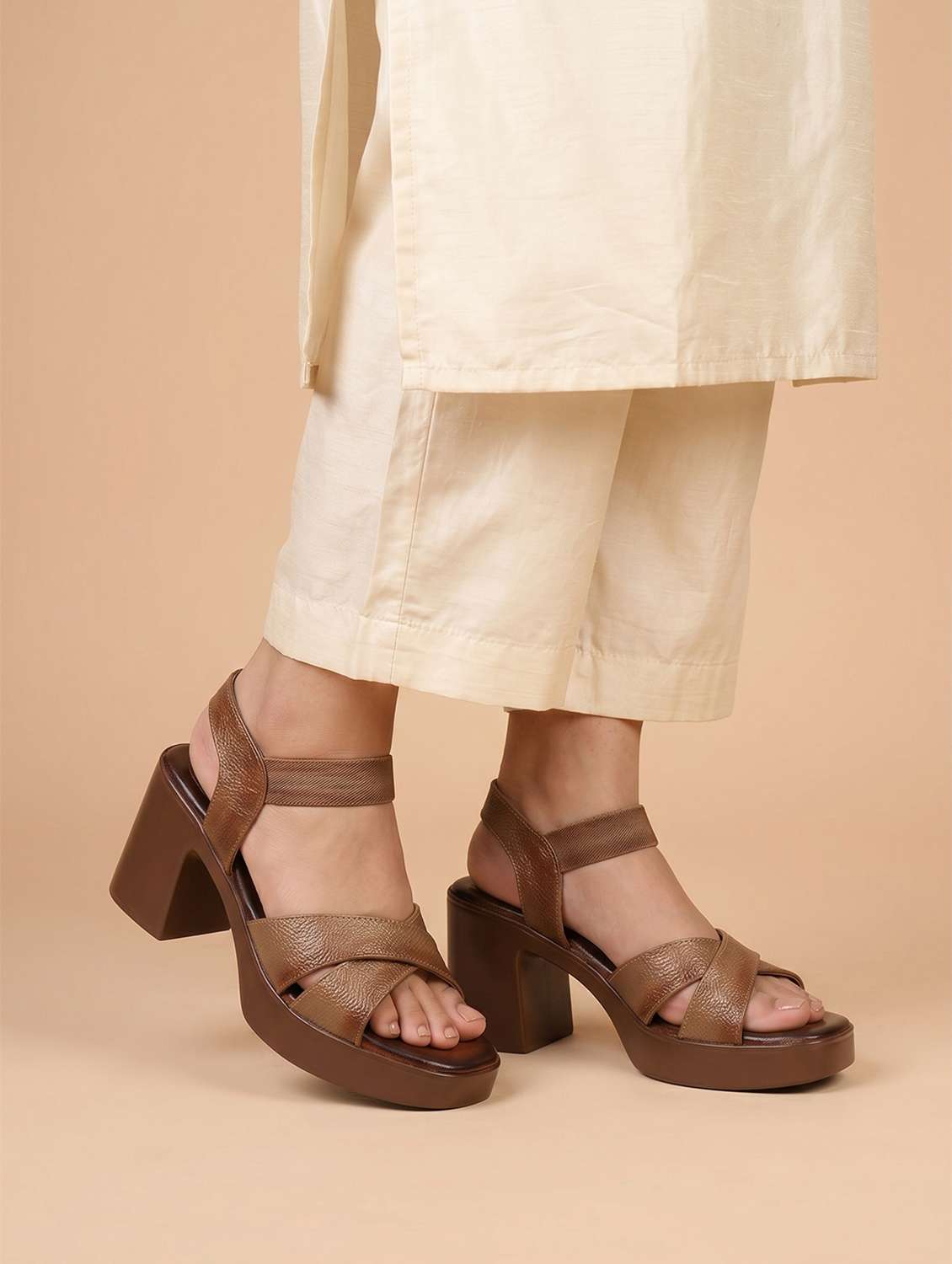 women solid ankle strap sandal - 22565179 -  Standard Image - 5