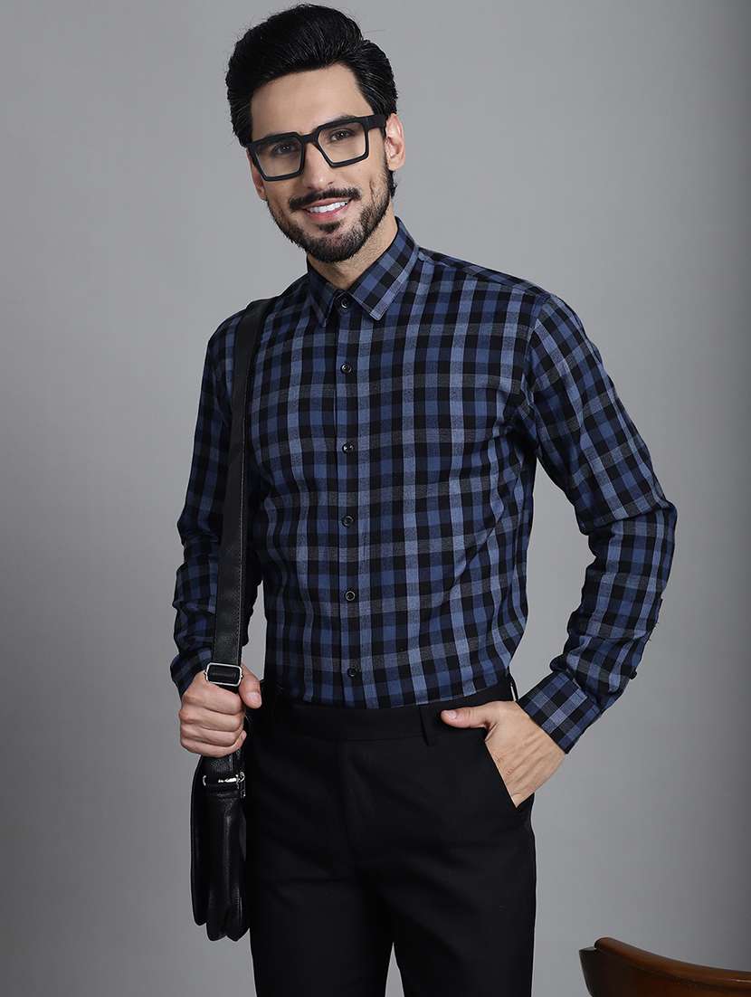 men printed long sleeves formal shirt