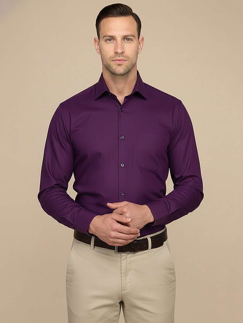 men solid long sleeves formal shirt