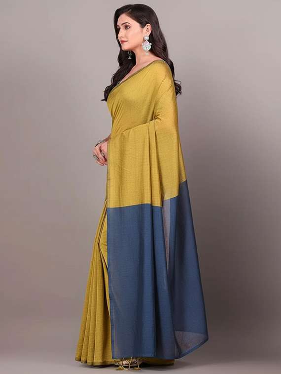 Green Cotton Blend Handloom Saree - 22565321 -  Standard Image - 3