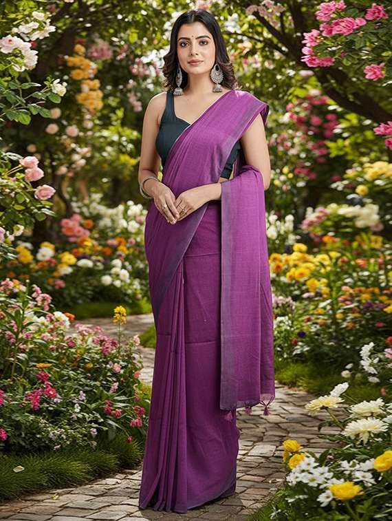 women solid handloom saree