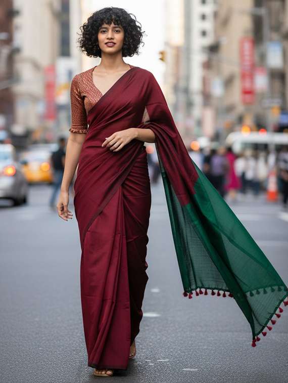 women solid handloom saree
