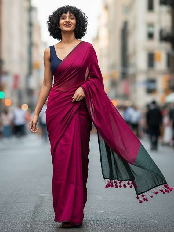women solid handloom saree
