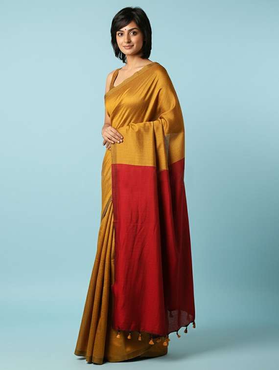 women solid handloom saree - 22565352 -  Standard Image - 3