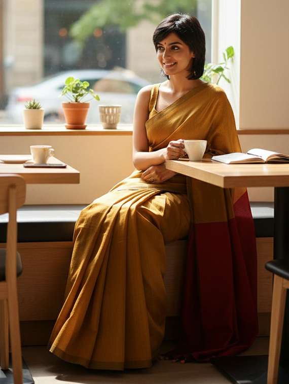 women solid handloom saree - 22565352 -  Standard Image - 5