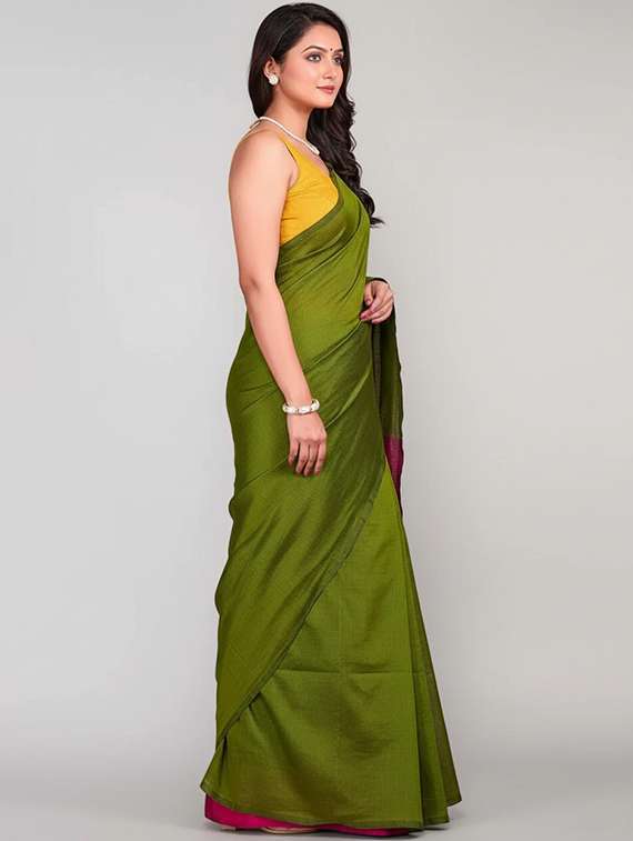 women solid handloom saree - 22565353 -  Standard Image - 3