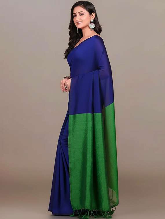 women solid handloom saree - 22565354 -  Standard Image - 3