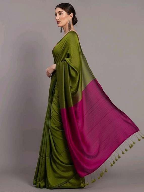 women solid handloom saree - 22565356 -  Standard Image - 3
