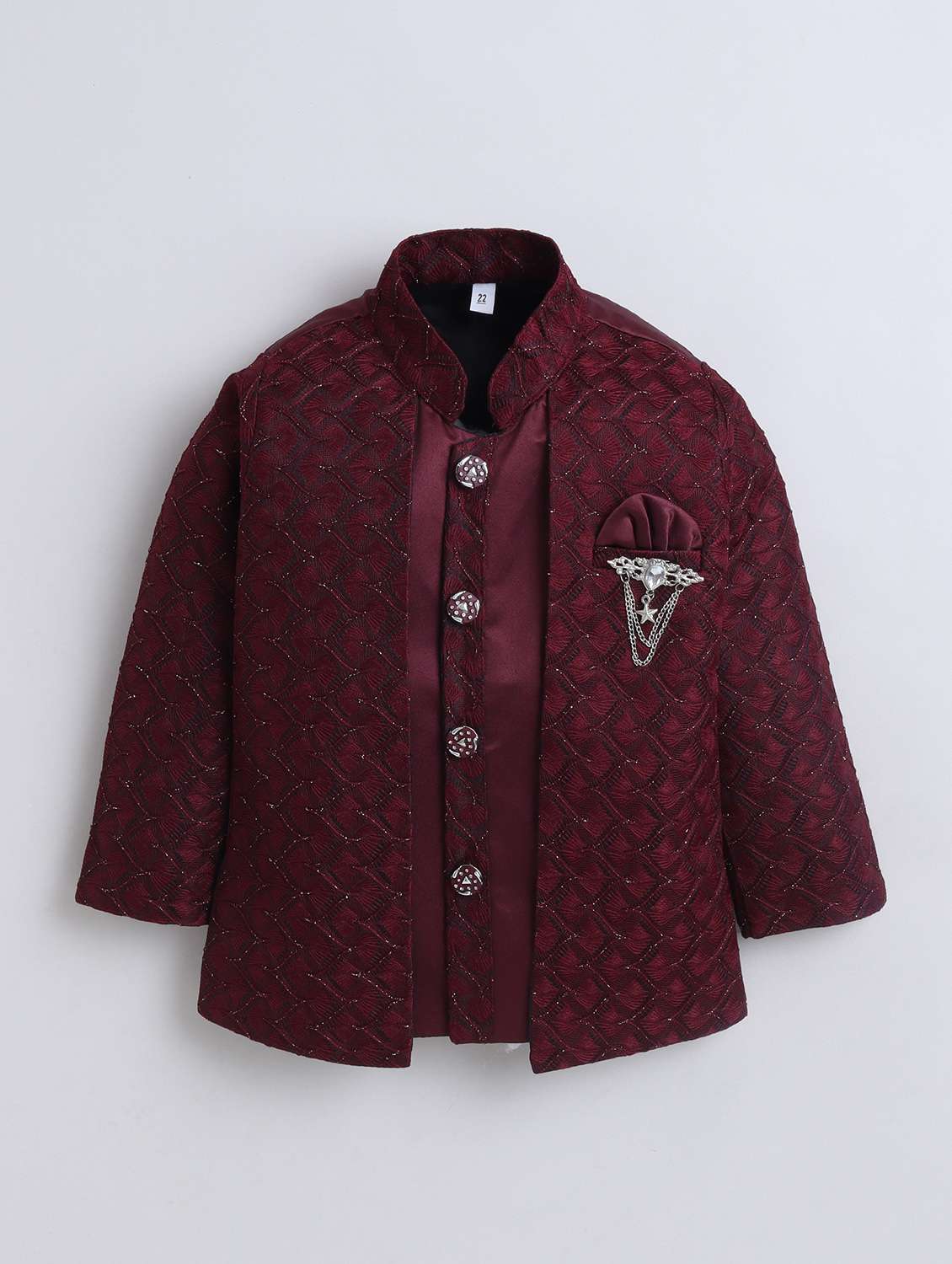 Maroon Polyester Sherwani Kurtas & Kurta Set - 22565367 -  Standard Image - 3