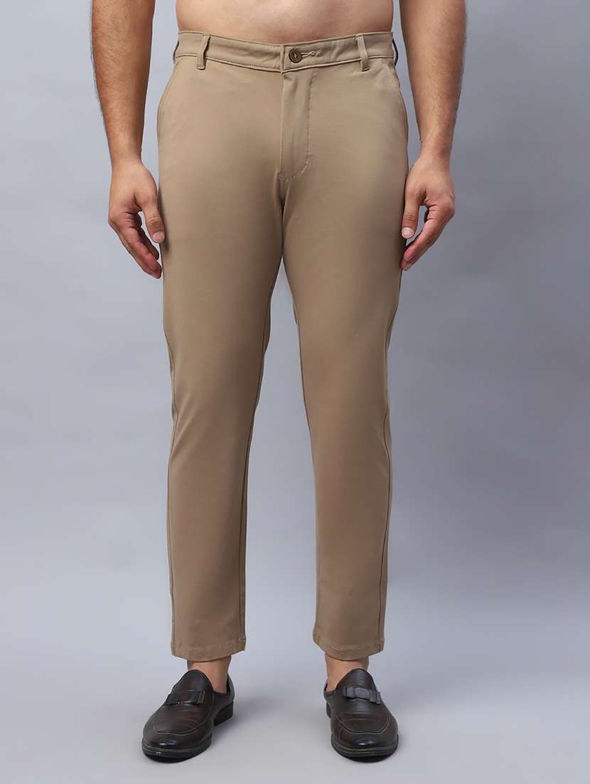 men solid mid rise slim fit chinos
