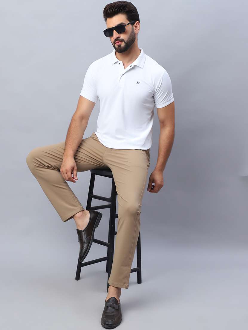 men solid mid rise slim fit chinos - 22565385 -  Standard Image - 5