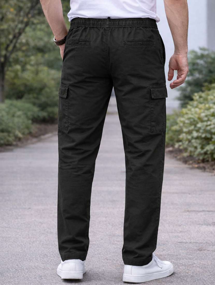 men solid mid rise regular fit cargo pant - 22565390 -  Standard Image - 3