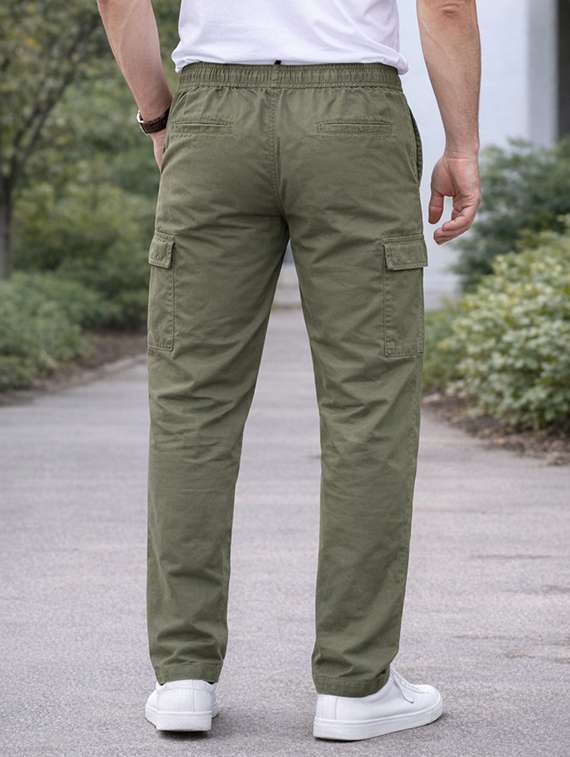 men solid mid rise regular fit cargo pant - 22565391 -  Standard Image - 3