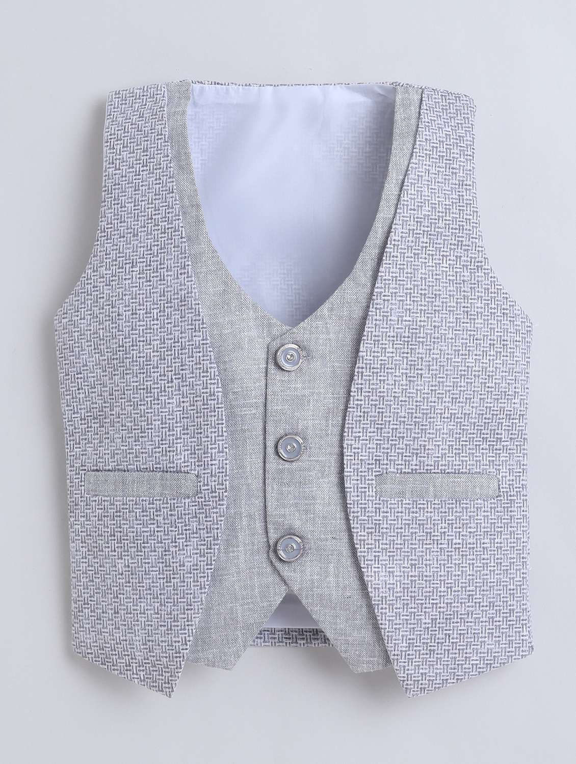 Grey Cotton Blend Suit Sets Twin & Dungaree - 22565410 -  Standard Image - 3