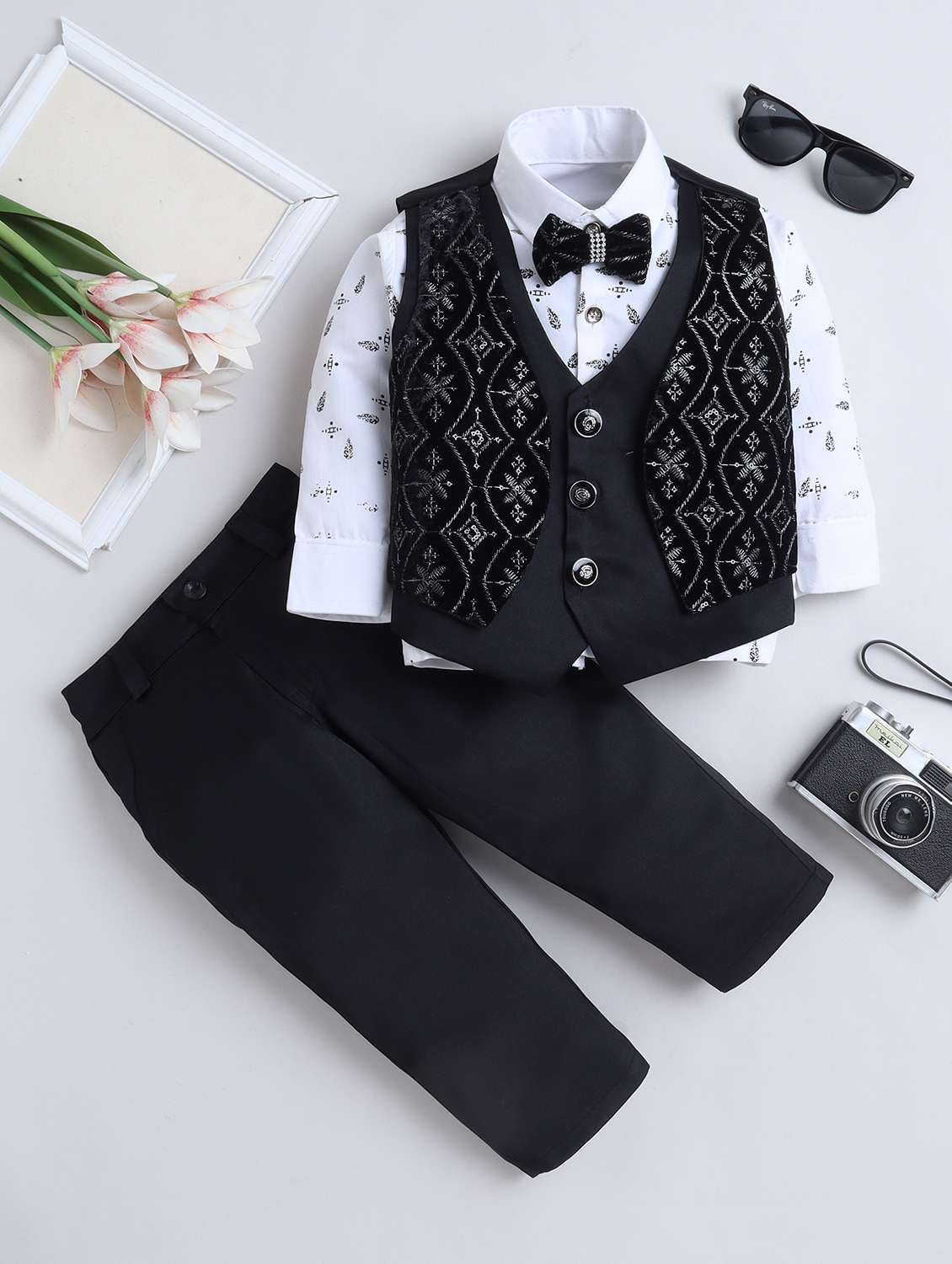 black velvet suit sets twin & dungree