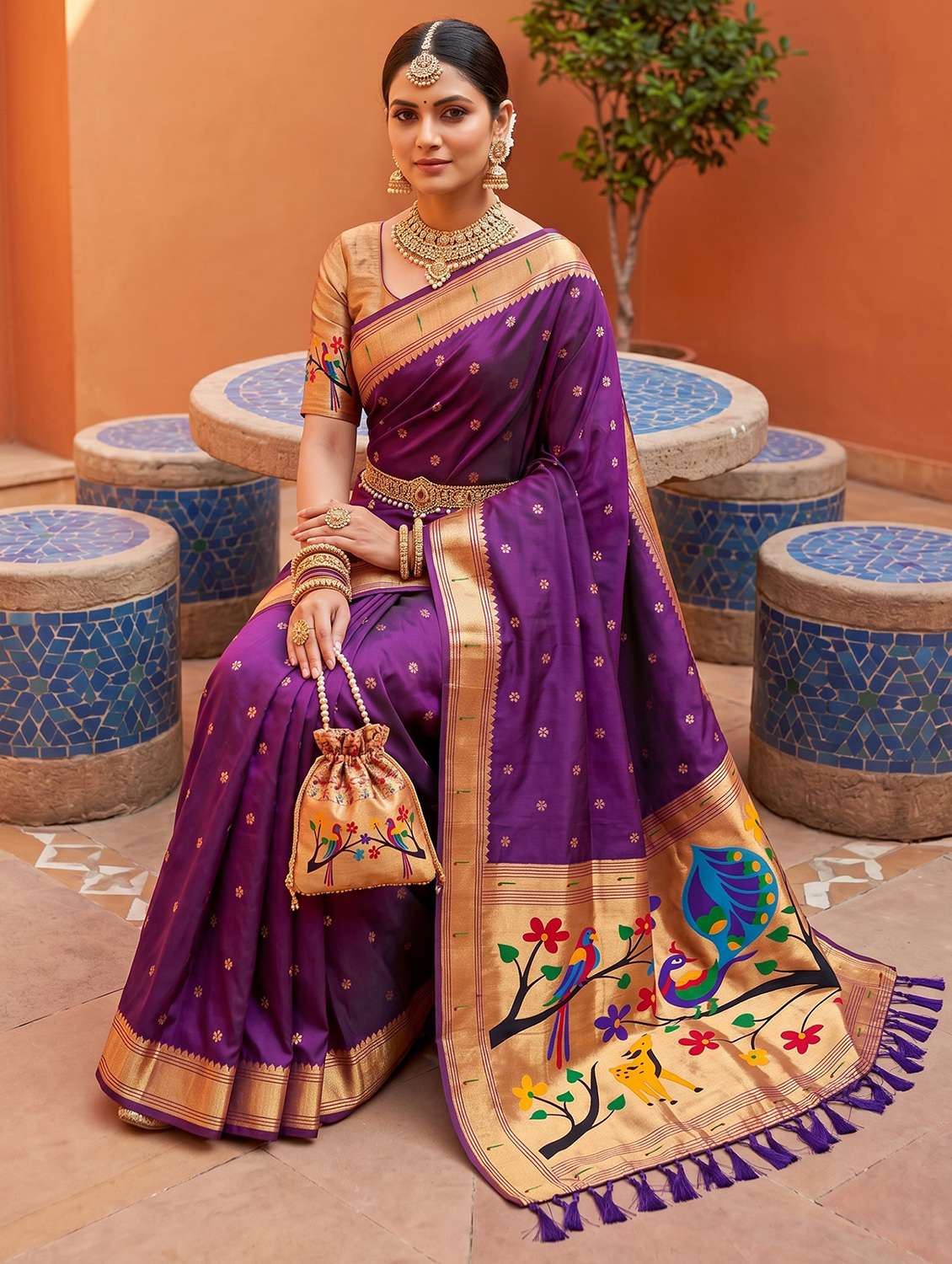 women self design paithani saree with blouse - 22565492 -  Standard Image - 3