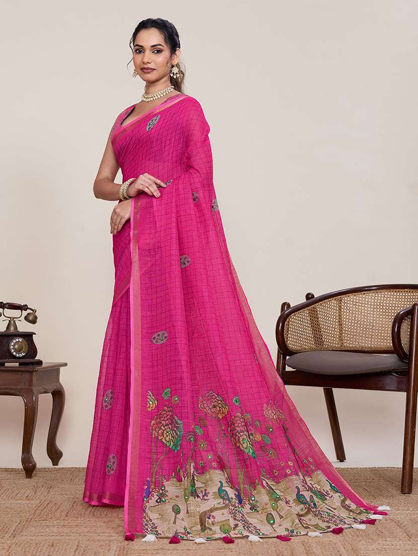 women printed casual wear saree with blouse - 22565633 -  Standard Image - 3